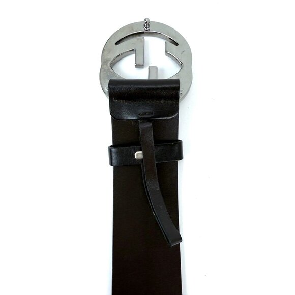 Gucci Interlocking GG Buckle Dark Brown Leather Belt Size 75 main image 7